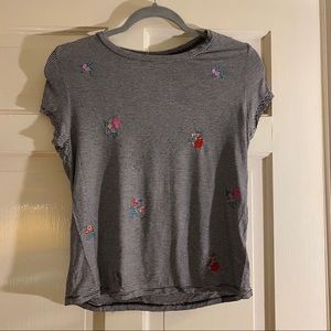 embroidered stripe tee shirt